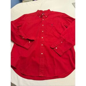 Ralph Lauren Classic Fit Men’s Red Vintage Long Sleeve Button Up Shirt Size XL